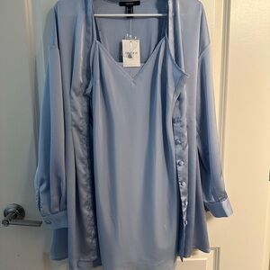 Fleur't Light Blue Satin Dress Set